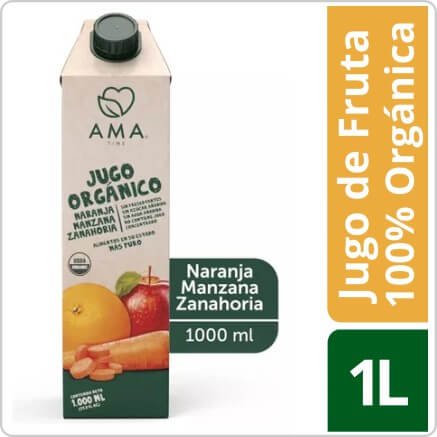 AMA   Jugo Naranja Manzana Zanahoria  Orgánico 1000cc