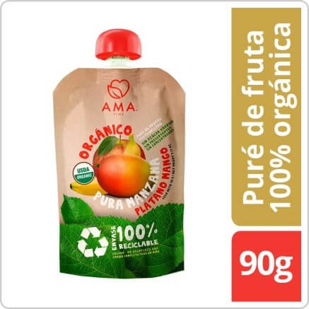 AMA   Pure Manzana Platano Mango Organico 90G