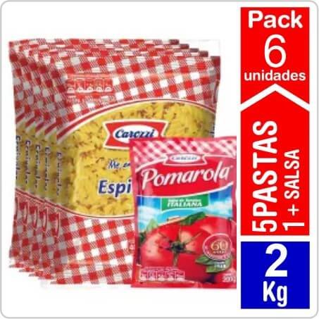 CAROZZI PACK 5 ESPIRAL 49 400GR + 1 SALSA POMAROLA 200GR