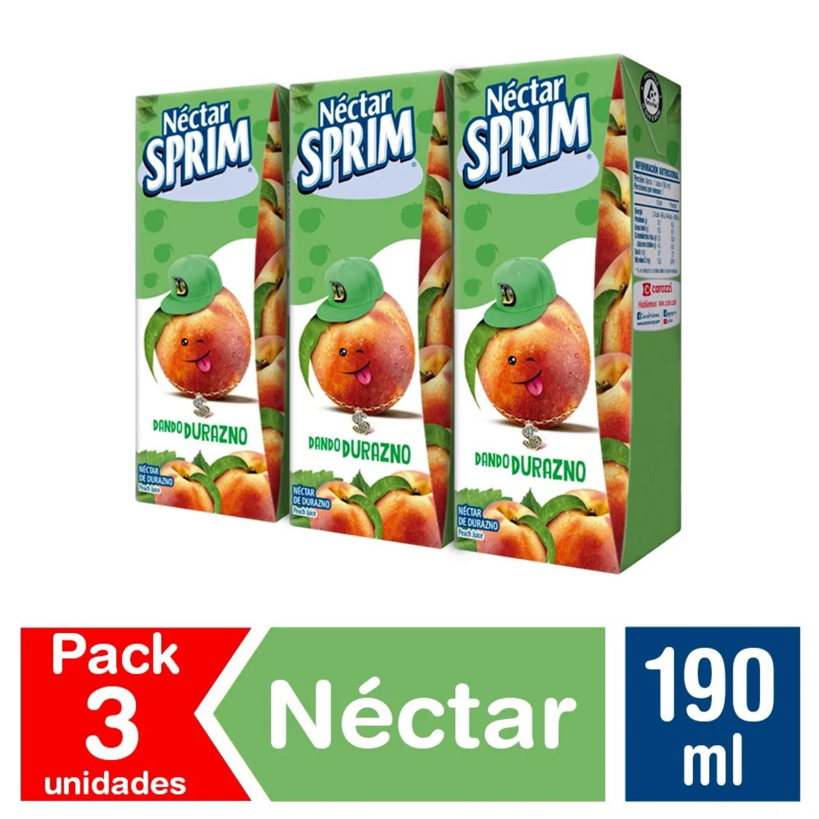 NECTAR SPRIM DURAZNO PACK 3 UN X 190ML