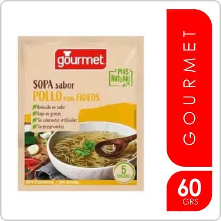 GOURMET SOPA SABOR POLLO C/FIDEOS MAS NATURAL 60 GR