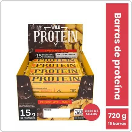 WILD PROTEIN CHOCOLATE + MANI DISPLAY 16UN