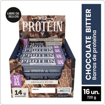 WILD PROTEIN VEGANA CHOCOLATE BITTER DISPLAY 16UN