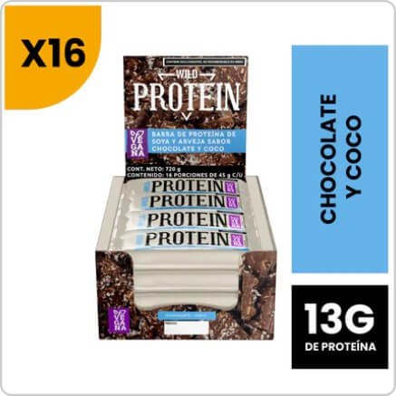 WILD PROTEIN VEGANA CHOCOLATE COCO DISPLAY 16UN