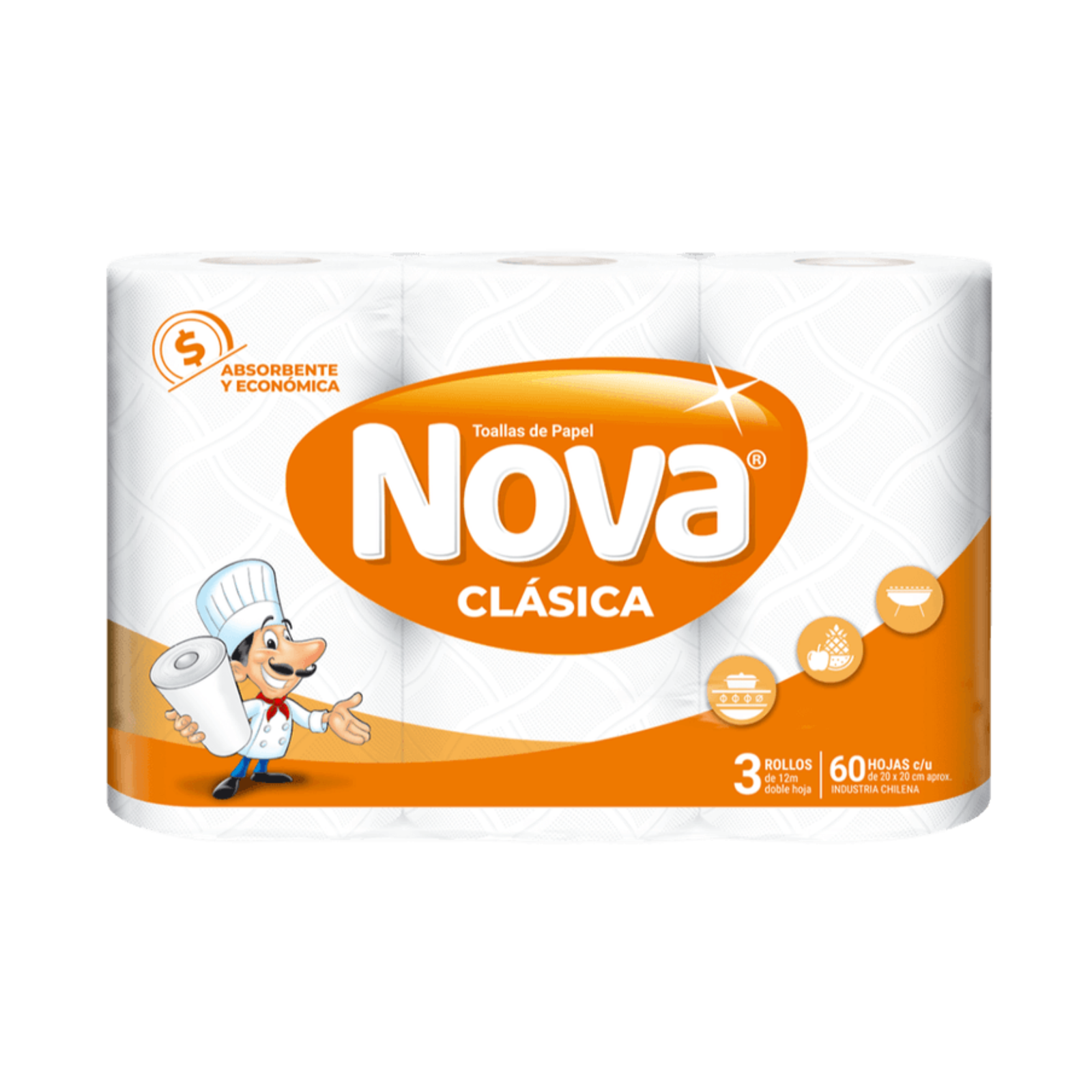 TOALLA PAPEL CLÁSICA NOVA 3 ROLLOS 12MT