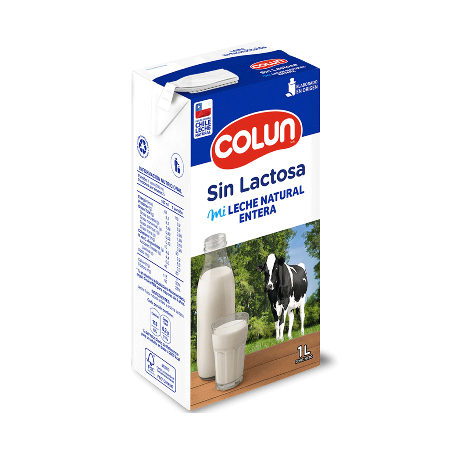 COLUN LECHE ENTERA S/LACTOSA 1 LITRO