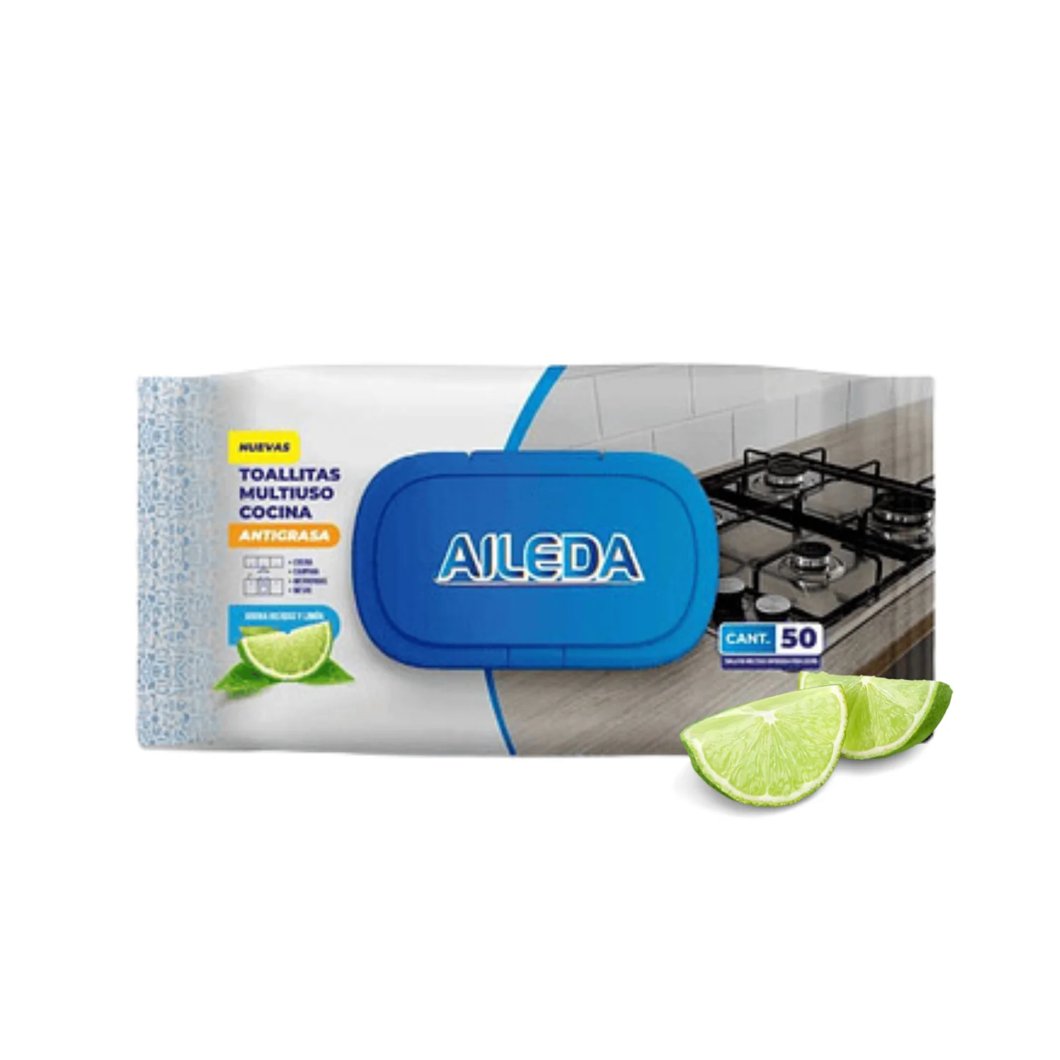 AILEDA TOALLITAS HUMEDAS ANTIGRASA PARA COCINA 20X30CM 50U